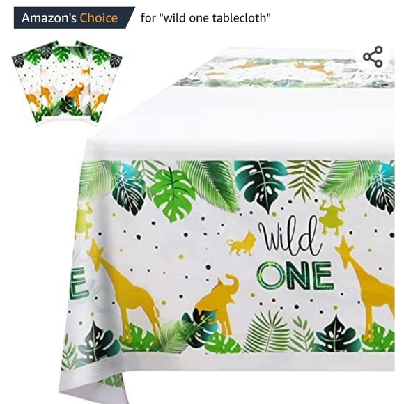 Wild One Safari Tablecloths. 3 piece. NWT! - Picture 2 of 3